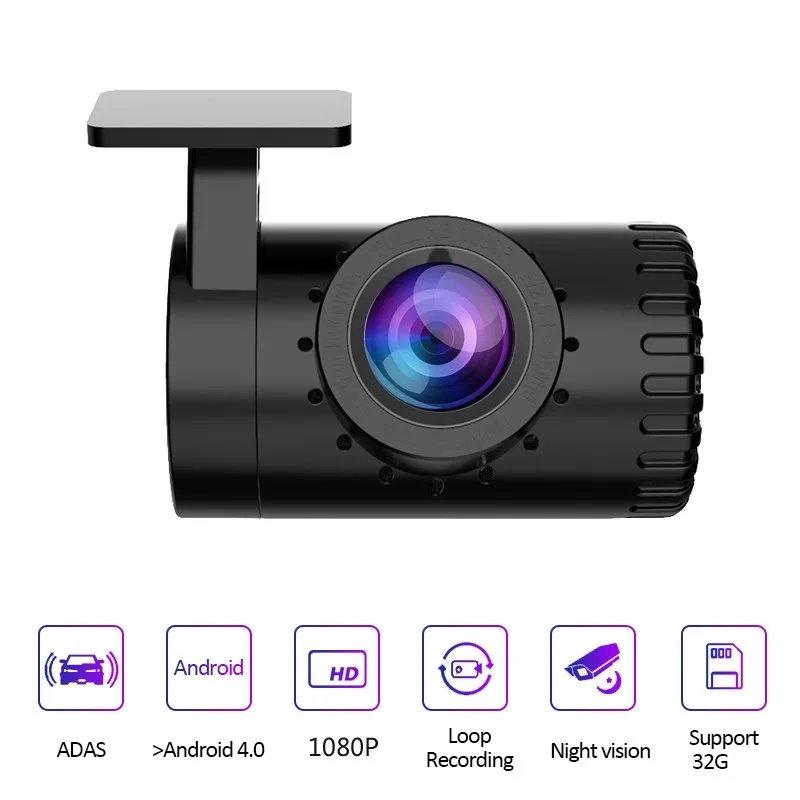 

1080P HD Car Video Camera Night Vision Dash Cam Video Recorder Android USB 170° Wide Angle Car Dashcam Hidden Auto DVR Register