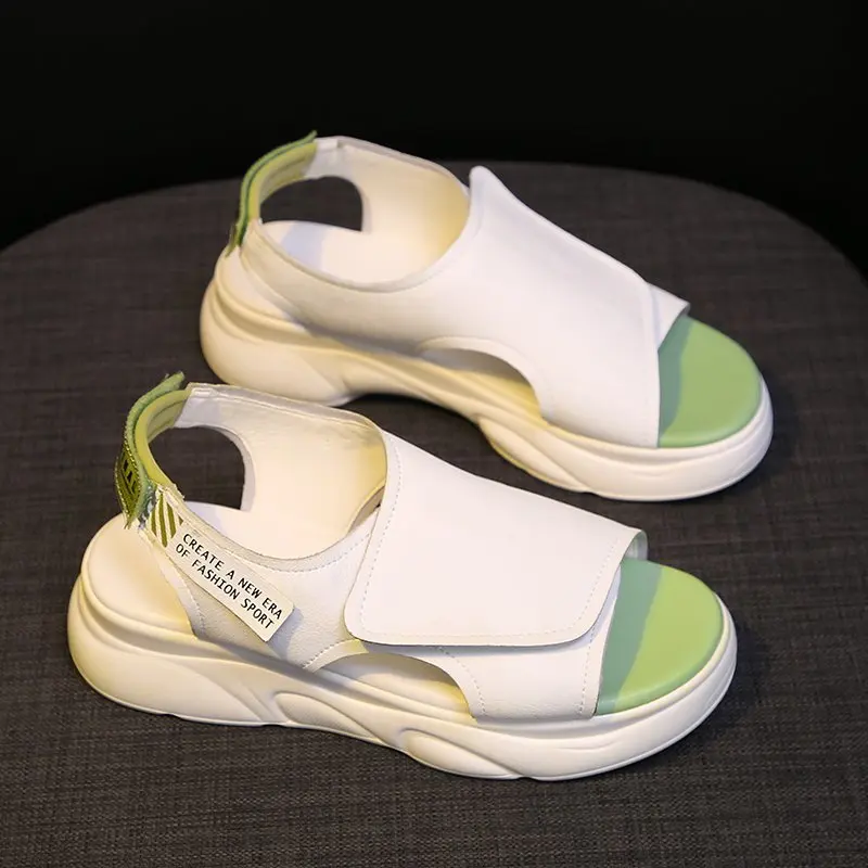 Новые летние женские босоножки в Корейском стиле Белая обувь Студенческие