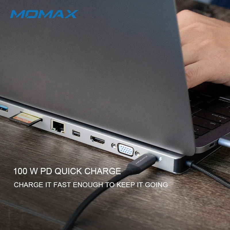 MOMAX USB C многопортовый конвертер (12 в 1) гигабит так три USB3.0 гнезда SD/TF двойной паз
