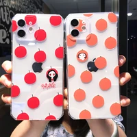 cute cartoon wave point orange apple clear phone case for iphone 12 pro max 11 x xs xr 7 8 plus fruit transparent soft tpu cover
