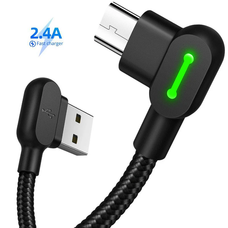 2.4A 90 градусов локоть Micro USB кабель для быстрой зарядки передачи данных Samsung S7 Xiaomi