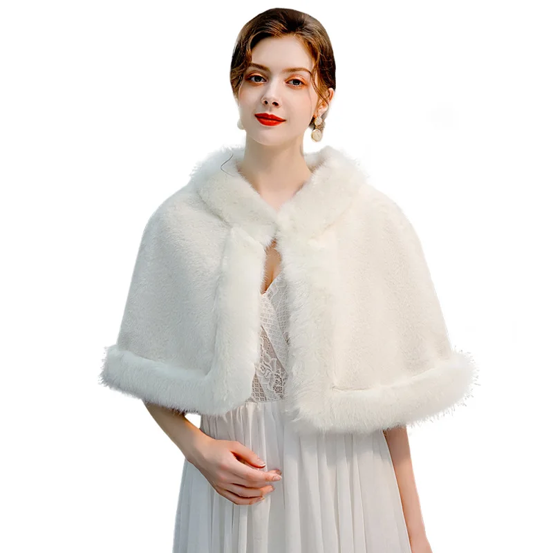 

White Fur Wedding Shawl Elegant Warm Fur Bolero Bridal Wrap Jacket Coat accessories Cape Hot Sale