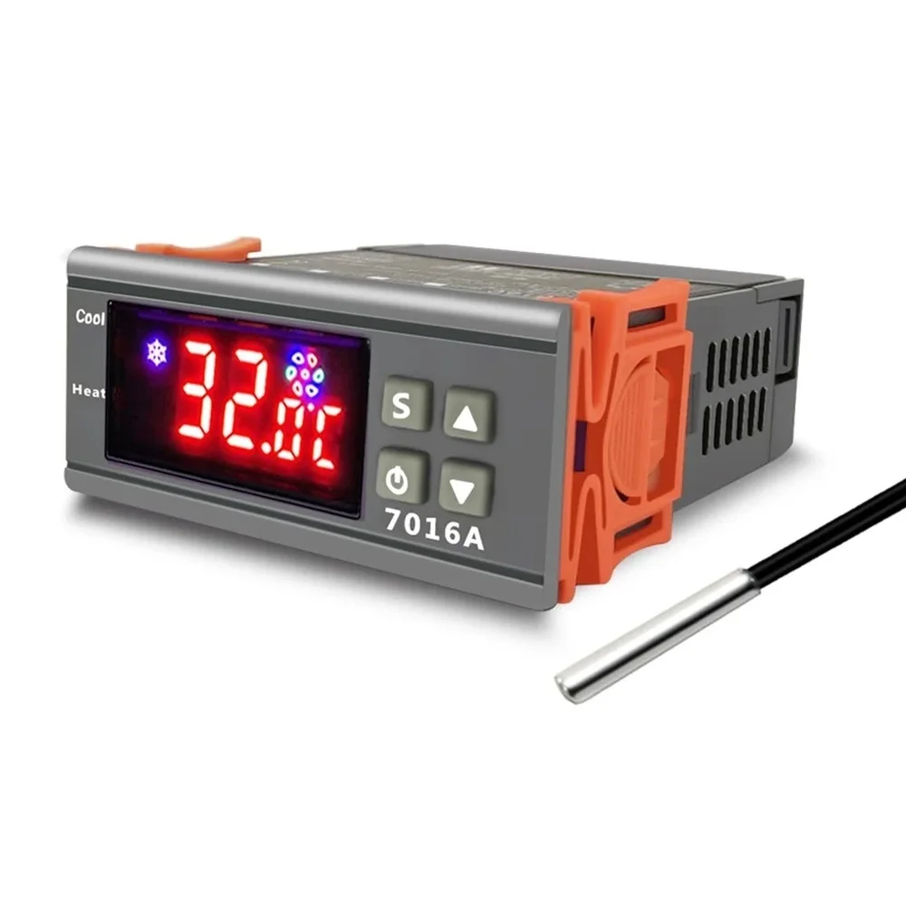 Цифровой регулятор температуры 7016A NTC Датчик нагрева и охлаждения 30 А термостат с