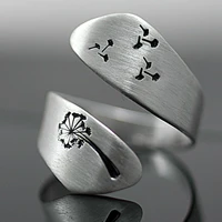 fashion simple exquisite tree geometric finger rings for women men hand drawn winding wedding band anniversary party