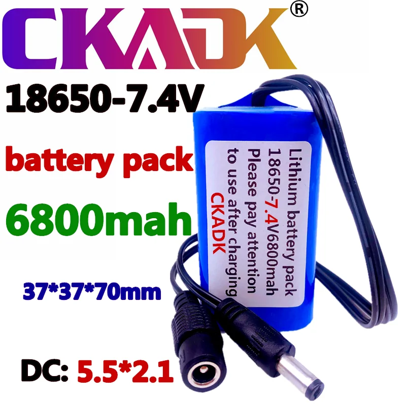 

2020 new Protect 7.4 V 6800 mAh 8.4 V 18650 Li-lon Battery bike lights Head lamp special battery pack DC 5.5MM