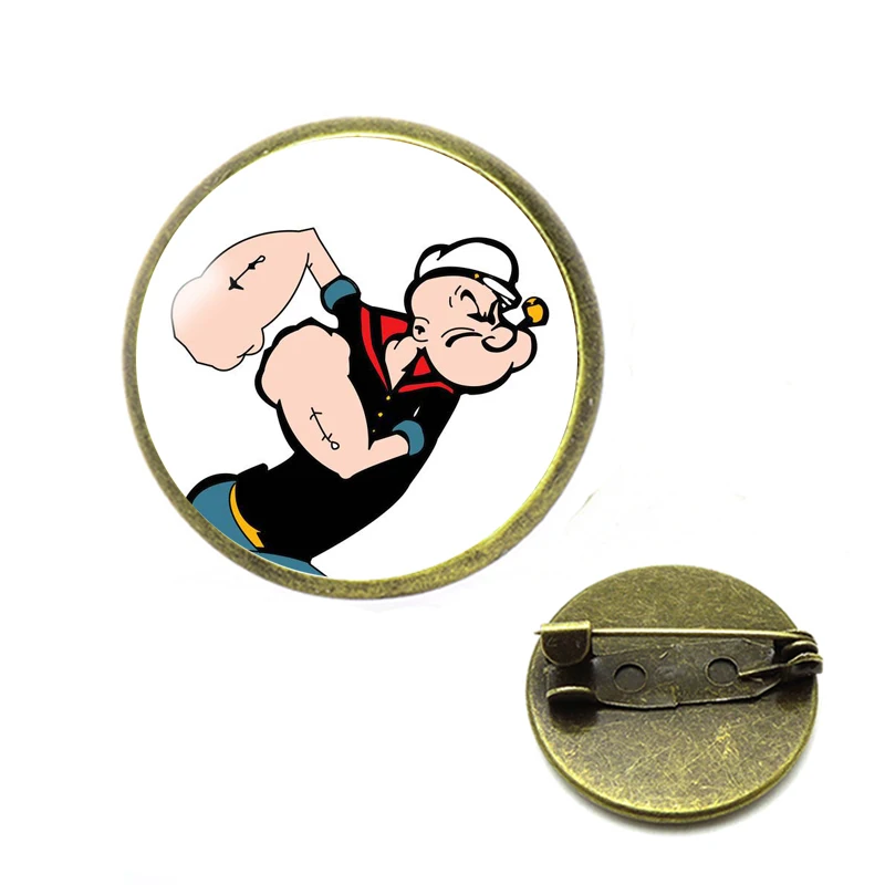 Popeye Броши моряк аниме мультфильм ювелирные изделия стекло кабошон булавки