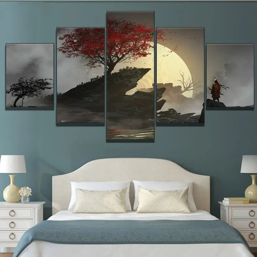 

No Framed 5 Pieces SEKIRO Shadows Die Twice Games HD Wall Art Canvas Posters Pictures Paintings Home Decor for Living Room