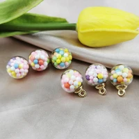 10pcs 16mm colorful candy bubble transparent glass ball charms acrylic pendant finding fit earring hair jewelry accessories