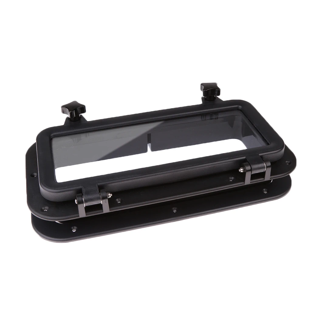 

Rectangular Ship Porthole Windows Opening Port Hole - Maritime Nautical Home Decor - 15 x 7inch (Black)