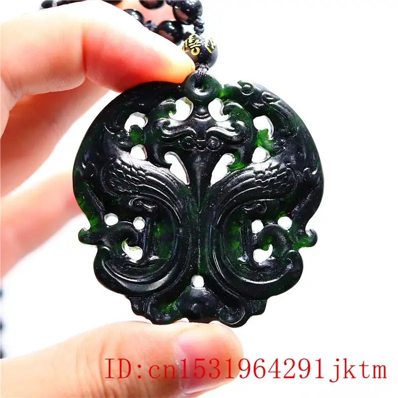Черно зеленый нефритовый кулон Феникс ожерелье очаровательный амулет модные