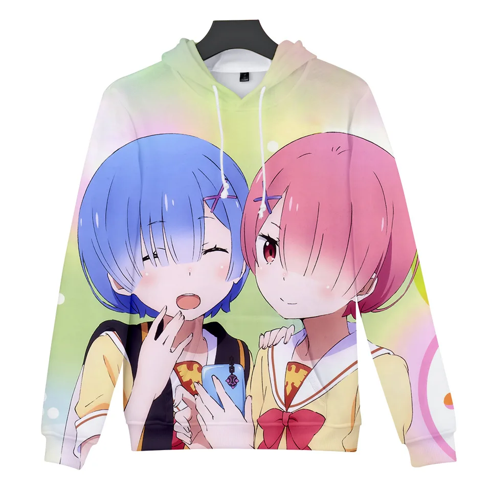 Natsuki Subaru Толстовка Re ZERO пусковая Аниме толстовки Rem Ram для женщин/мужчин Emilia пары Косплей куртка свитер Одежда