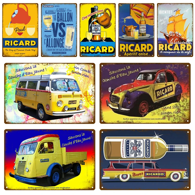 

Ricard Whiskey Metal Sign Poster Vintage Retro Tin Sign Plaque Metal Vintage Decor Room Decoration Wall Decor Shabby Chic Plate
