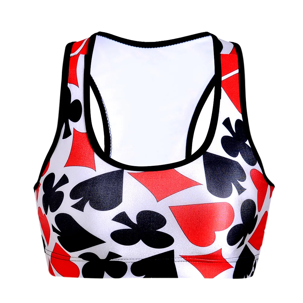 Модный стальной безкольцевой бюстгальтер с цифровой печатью для покера майка