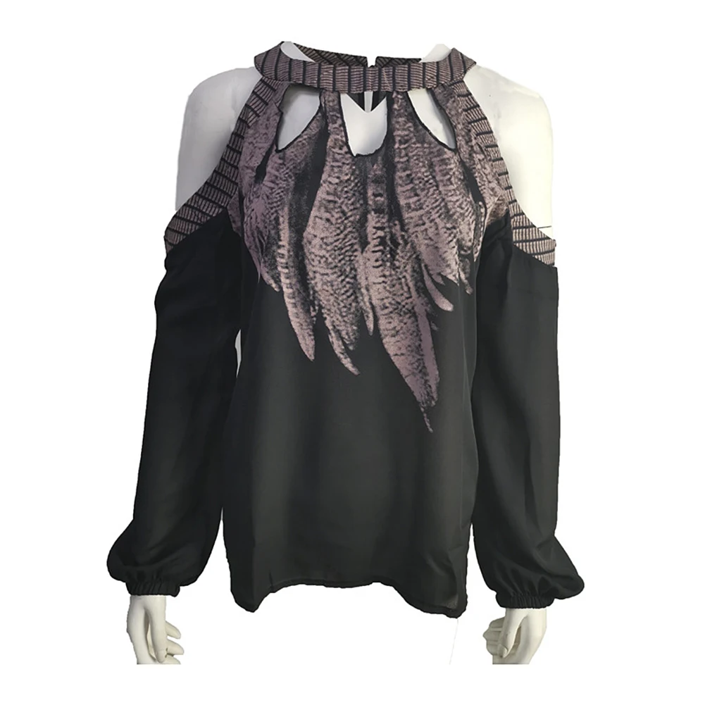 Женская Кружевная футболка с открытыми плечами длинным рукавом|Футболки| |