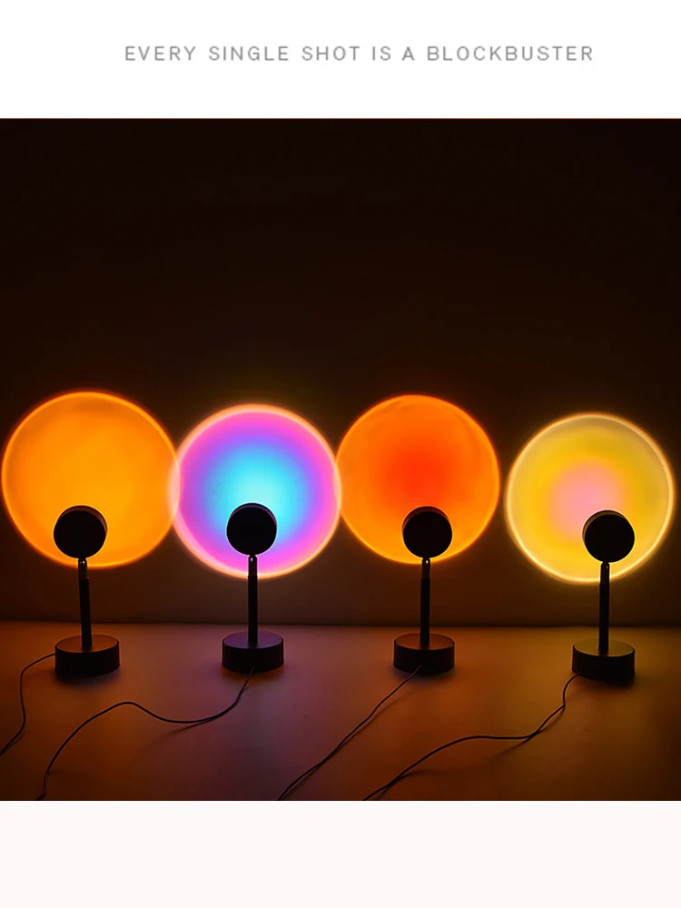 

Sunset Lamp Projection Aesthetic Rainbow lamp USB Led Night Light Wall Lamp Photography Background for Home Living Room Bedroom
