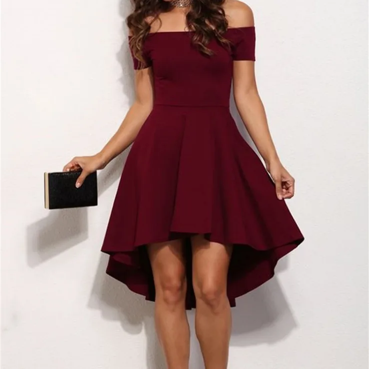 Платье женское бордовое синее с коротким рукавом до колена|Женские платья| |