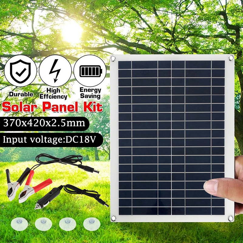 

Portable flexible solar panel 50W panels solar cells cell module Double USB 12V with Car Charger Crocodile clip outdoor charger