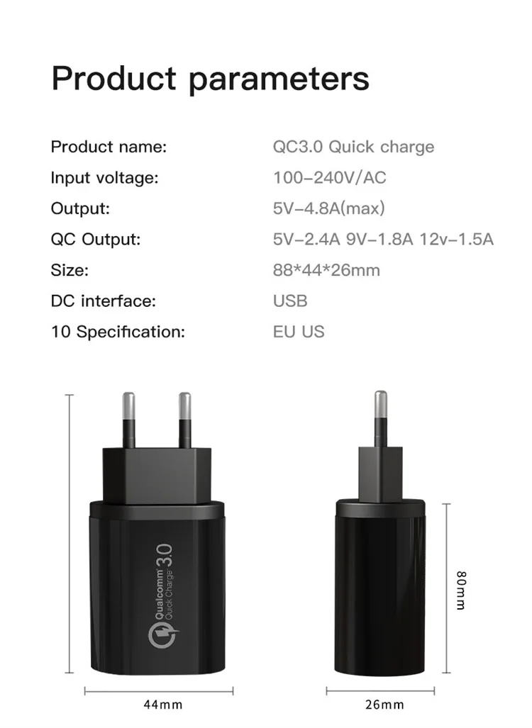 USB 3,0 зарядное устройство quick charge 3,0 QC3.0 Turbo Мульти USB зарядное устройство Turbo Мульти адаптер EU Plug power bank зарядное устройство для xiaomi iPhone