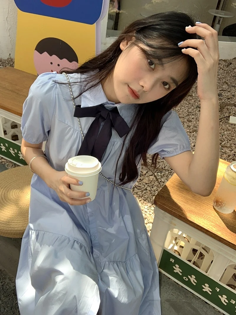 Женское платье-рубашка свободного покроя с рукавом-фонариком | Женская одежда