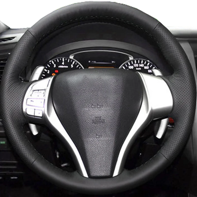 Чехол на руль из натуральной кожи Прошитый чехол с резьбой для Nissan Teana Altima 2013 2016 X