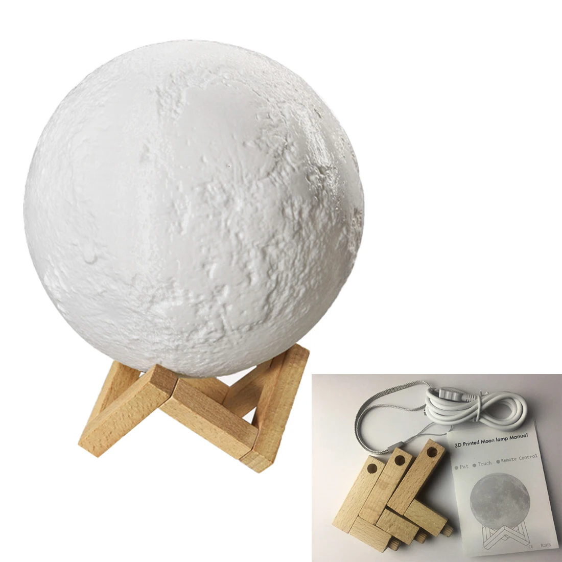 2 Color Change 3D Light Touch Switch Rechargeable Moon Lamp Print Bedroom Bookcase Night Creative Gifts | Лампы и освещение