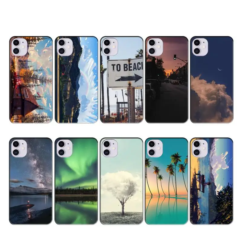 Симпатичный чехол aurora cloud для iphone 11 PRO MAX X XS XR 4S 5S 6S 7 8 PLUS SE 2020 | Мобильные телефоны и