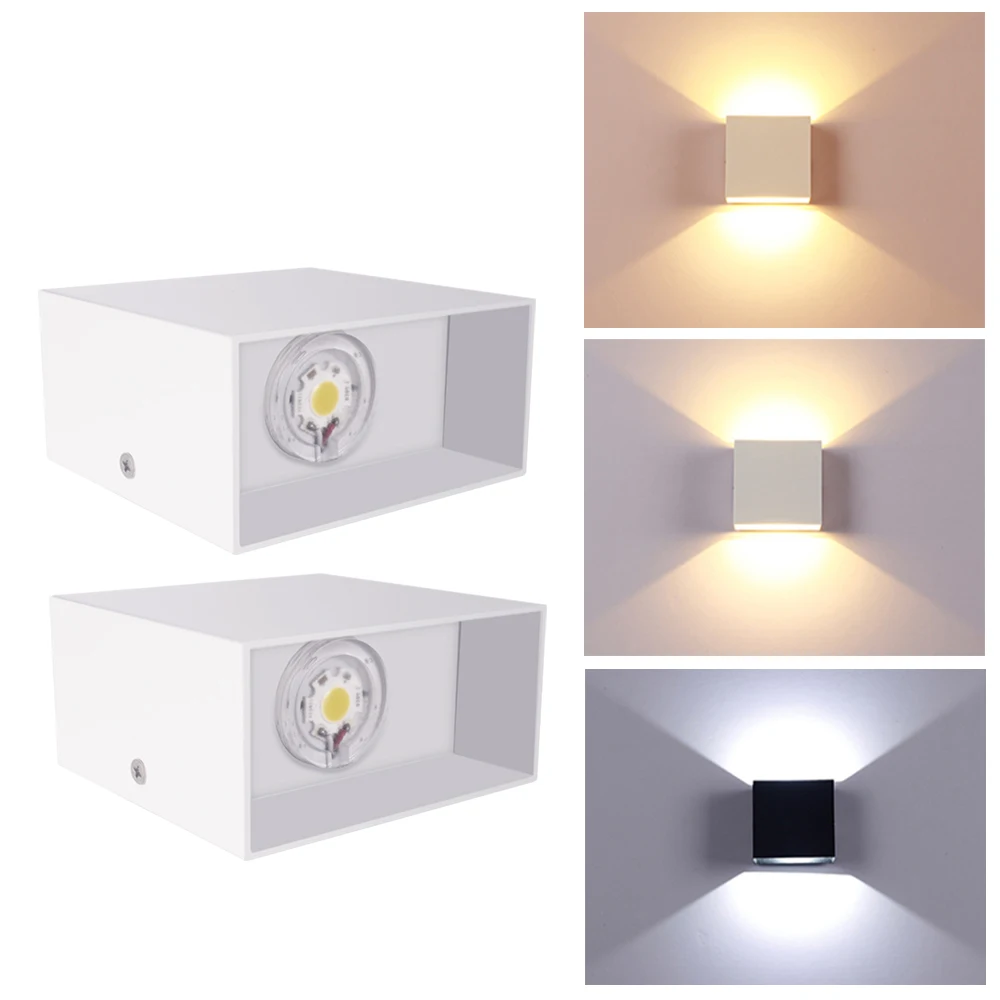 LED Wall Lamp Indoor Aluminum Wall Lamp Surface Mount Cube LED Night Light Bedside Garden Porch Light