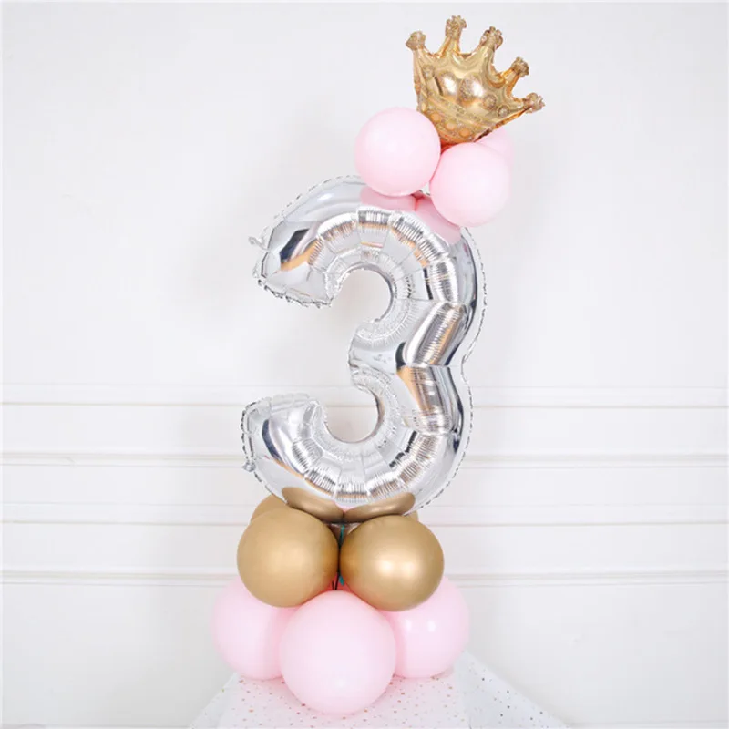 

32inch Silver Number Balloons Foil 1st 2nd Birthday Ballons 17th18th 30th 40th Balon Happy Birthday Decor Kids Boys Girls Baloon