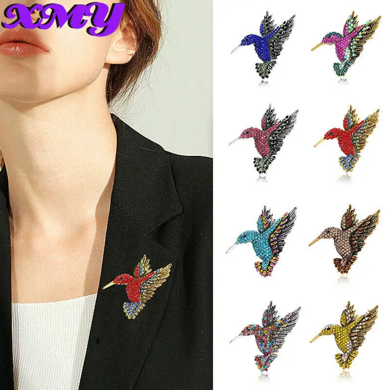 

Fuchsia Crystal Rhinestone Hummingbird Brooch Pin Multicolor Bird Enamel Pin Brooch Fashion Jewelry Clothes Hats Bags Accessory