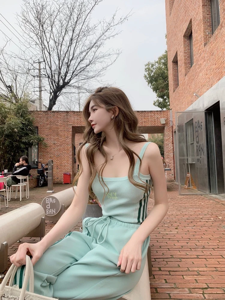 

Real shot Slim big halter vest suspenders Fashion all-match sports pants