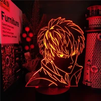 one punch man genos anime 3d night light home decoration manga figure led lampara bedside decor luminaria lights lampe xmas gift