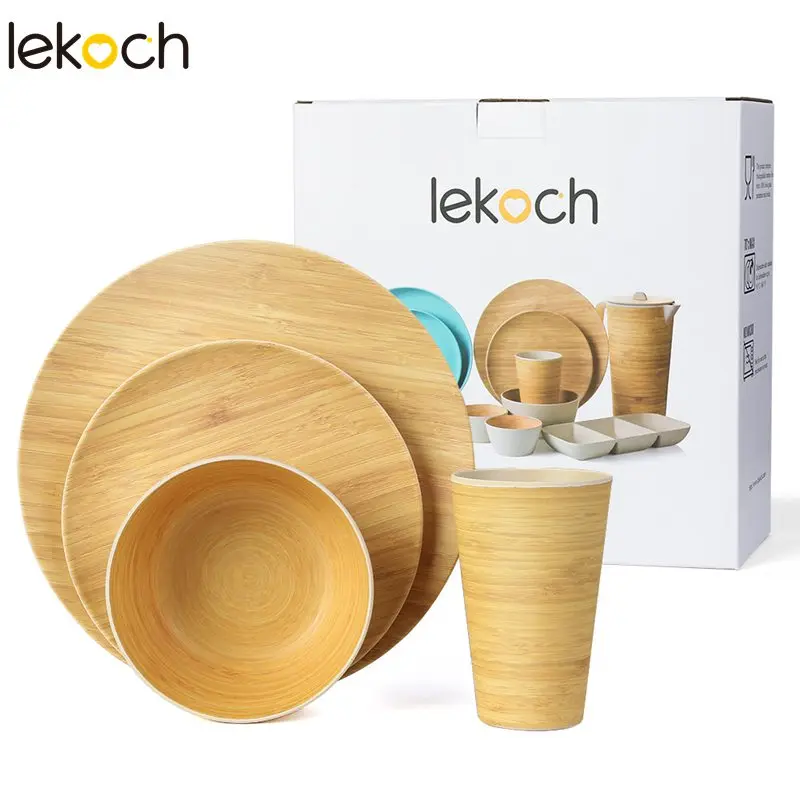 LEKOCH возобновляемая бамбуковая детская посуда набор посуды из дерева Экологичные