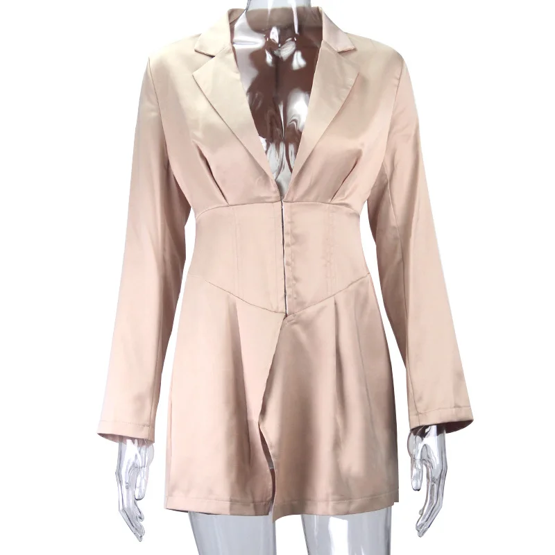 Женские Длинные блейзеры и куртки с глубоким V-образным вырезом отложным