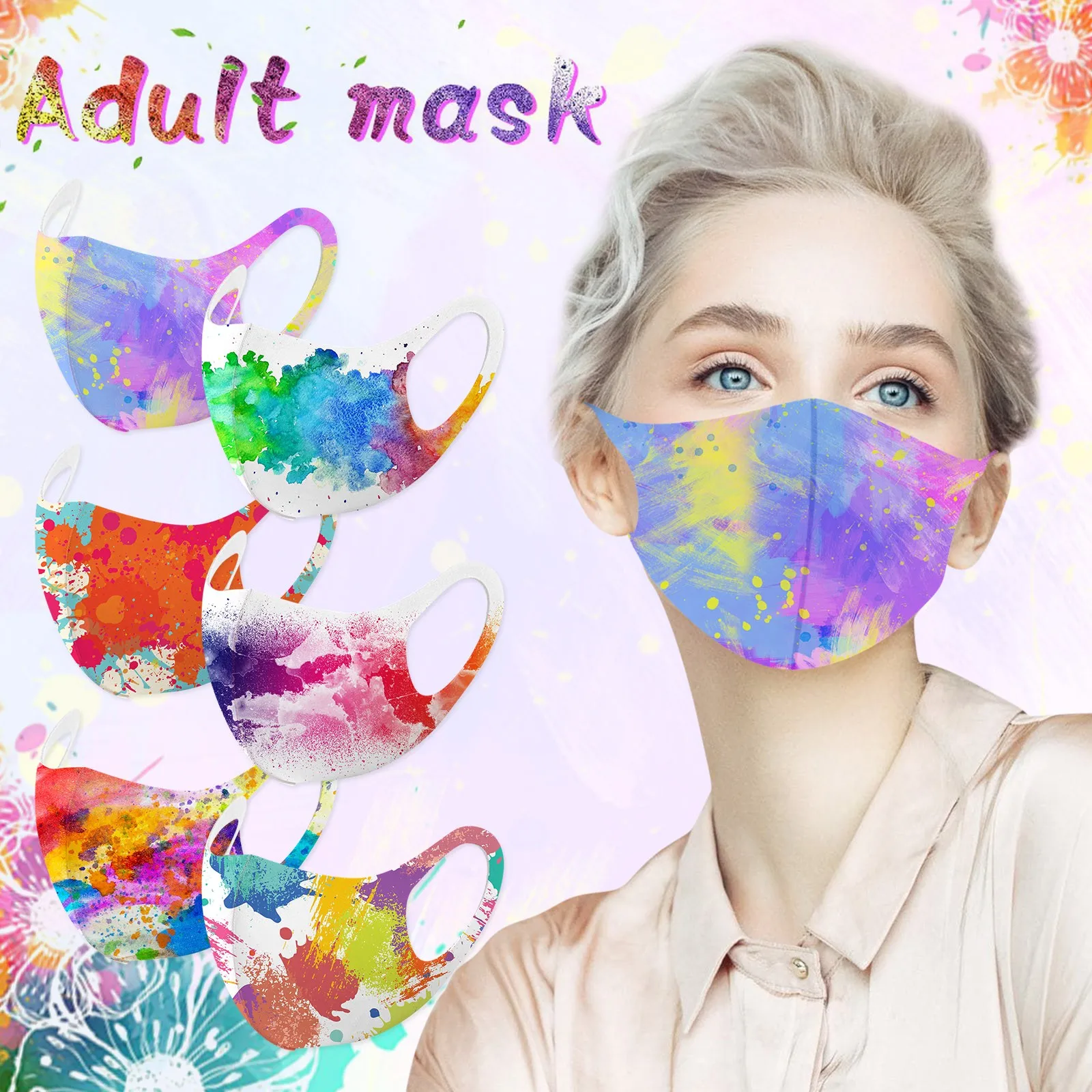 

1/2PCS facial Mask Adult's Tie Dye Single Cloth Reusable masque Layer Mask Printed Face Mask Face Maschera mascara Cosplay