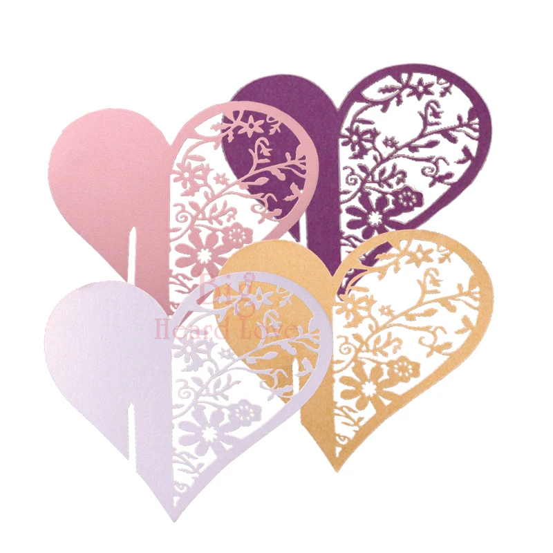 25 шт. стакан для вина с лазерной резкой в форме сердца бумажная открытка