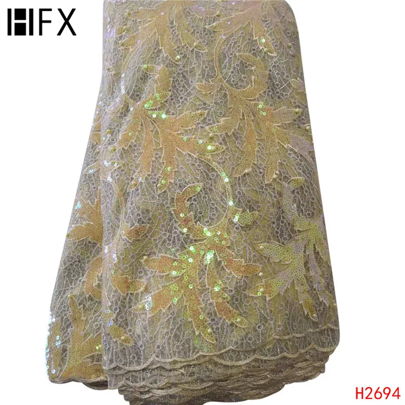 Кружевная ткань цвета шампанского золотого 2019 французская Тюлевая кружевная с