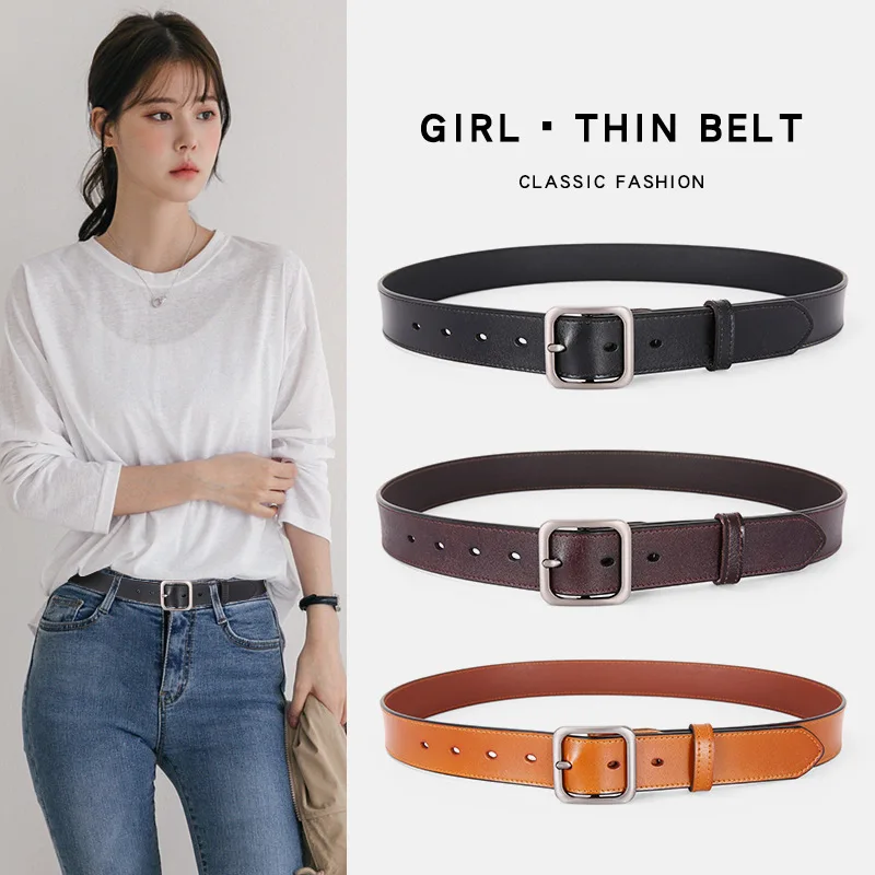 

Black fine lady leather simple all-match decorative web celebrity belt skirt jeans belt