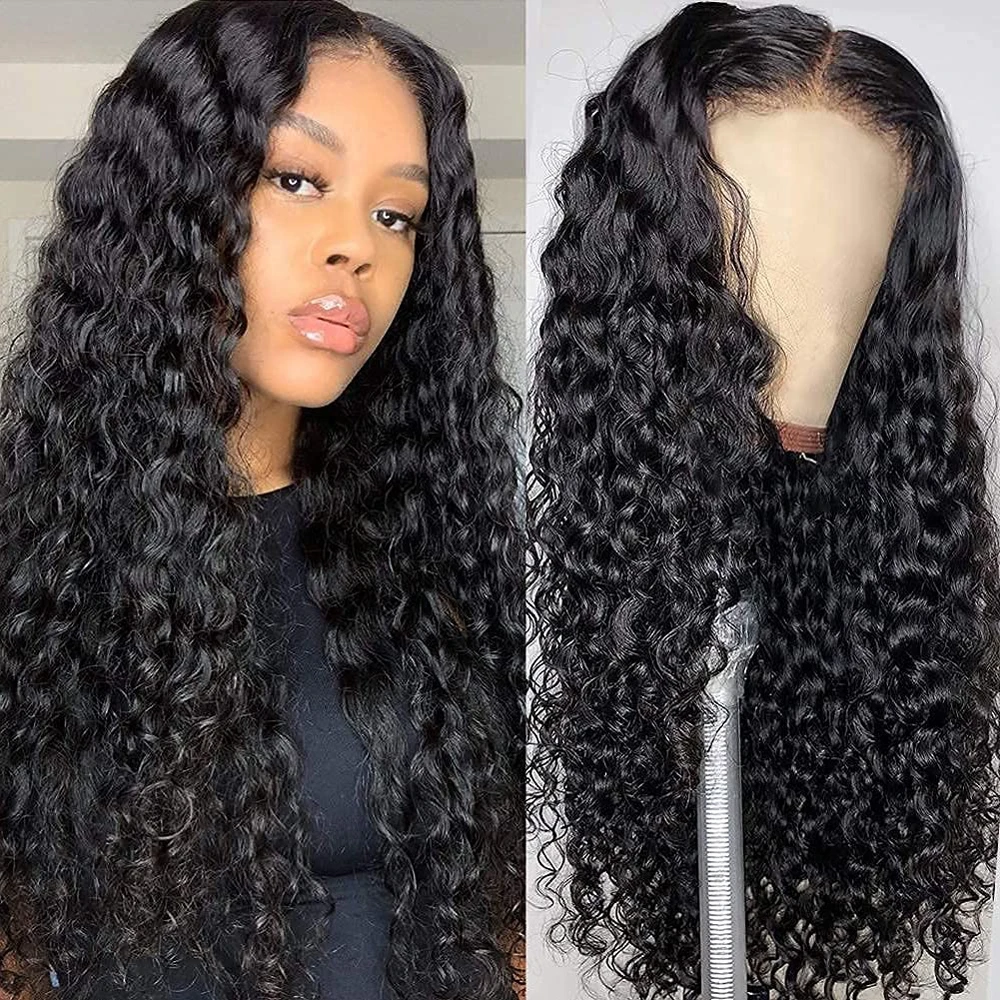 

13x4 Deep Wave Lace Frontal Wig Human Hair 30 Inch Brazilian Curly Lace Front Human Hair Wigs Black Color Lace Frontal Wigs