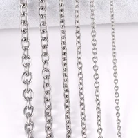 40 90 cm long o chain stainless steel necklace for women men accessories diy link chain fashion choker male jewelry silver gold