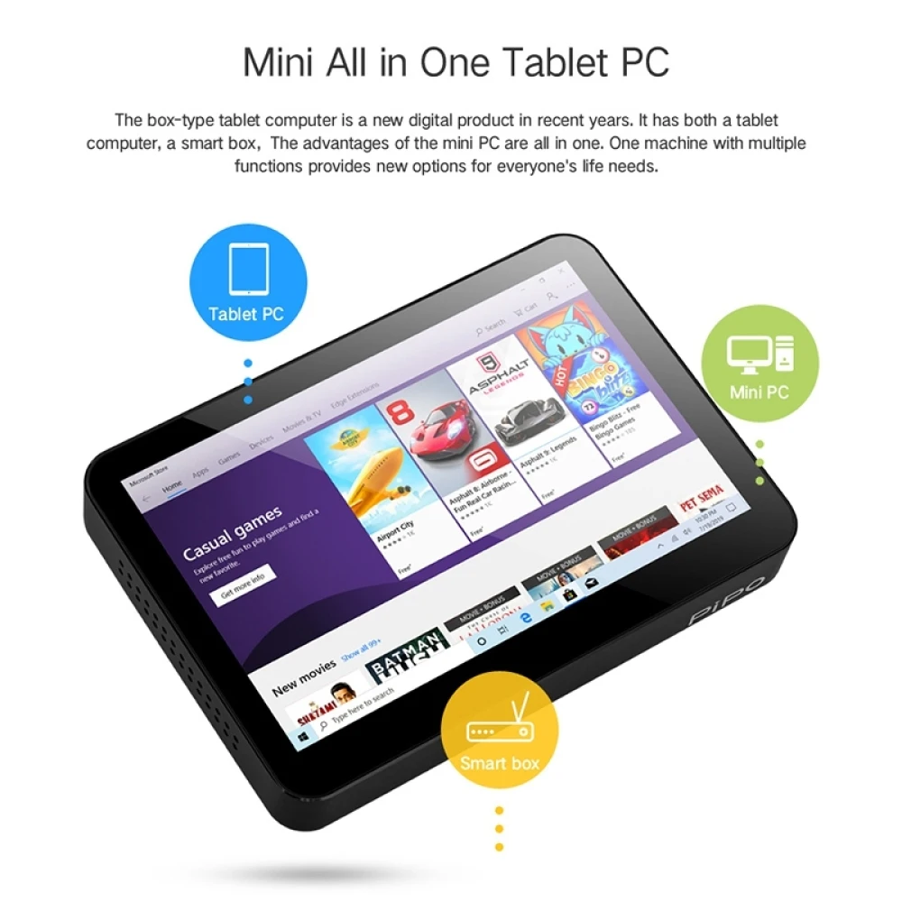 Оригинальный универсальный мини-ПК PiPo X2s 8 дюймов 2 ГБ ОЗУ 32 ПЗУ Windows 10 Intel Atom Z3735F