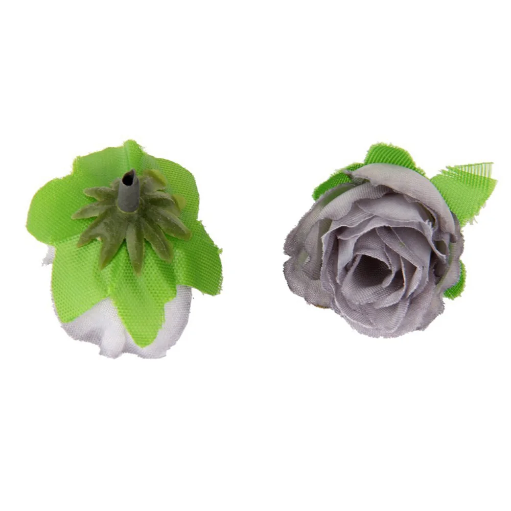

50pcs 3cm Artificial Roses Flower Heads Wedding Decoration (Grey)
