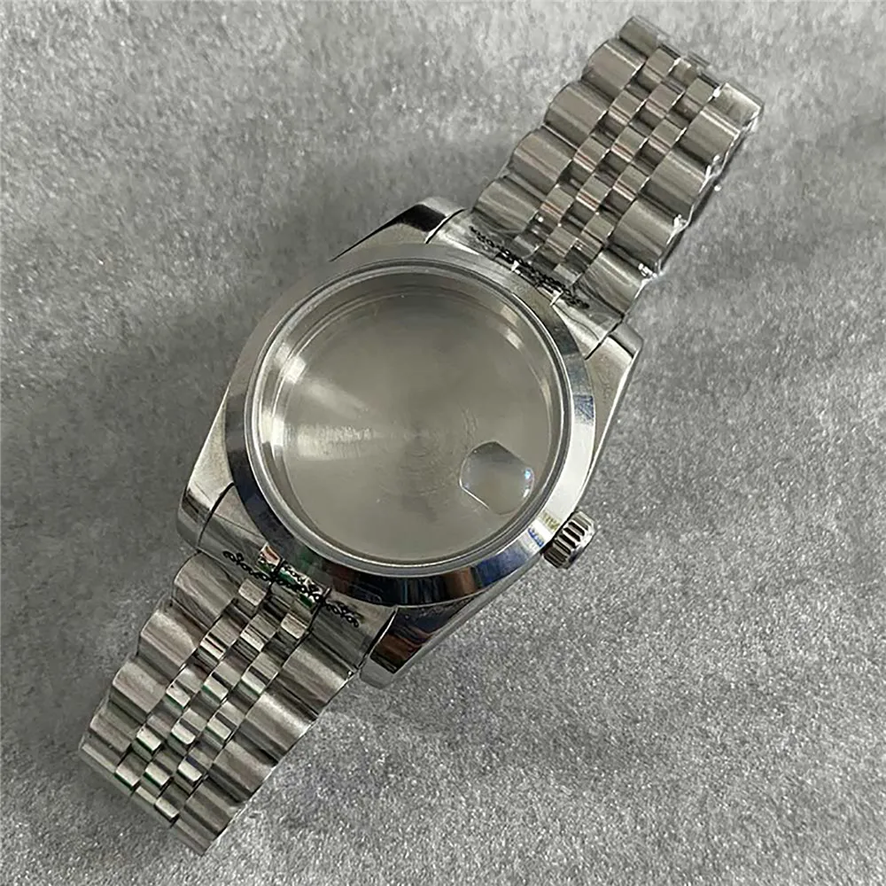 Watch Case + Strap Sapphire Glass Stainless Steel Watch Case for NH35/36/4R Movement