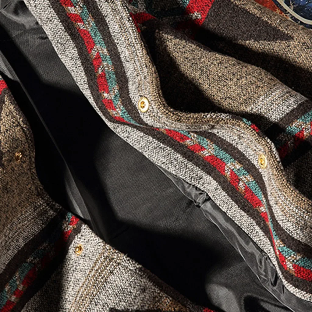 SAGACE Новый дизайн Мужская Этническая ветрозащитная шерстяная куртка с принтом