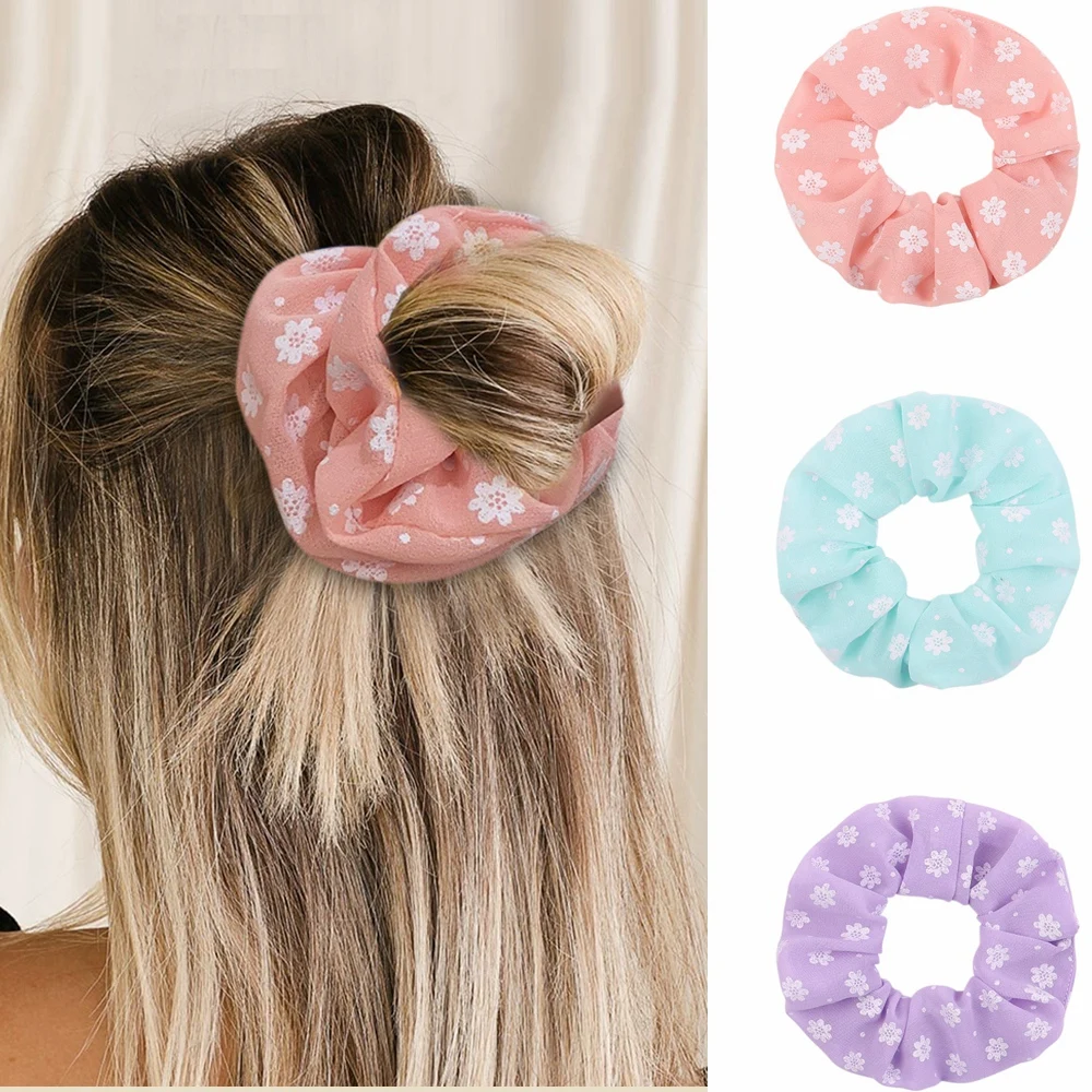 

5Colors 1Piece Women Sweet Scrunchies Elastic Hairband For Girl Handmade Hair Ties Ponytail Holders Rubber Band Hair Accessories