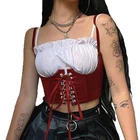 Модный женский жилет для поддержки груди с металлической пряжкой на шнуровке из искусственной кожи облегающий Топ пуш-ап корсеты для женщин