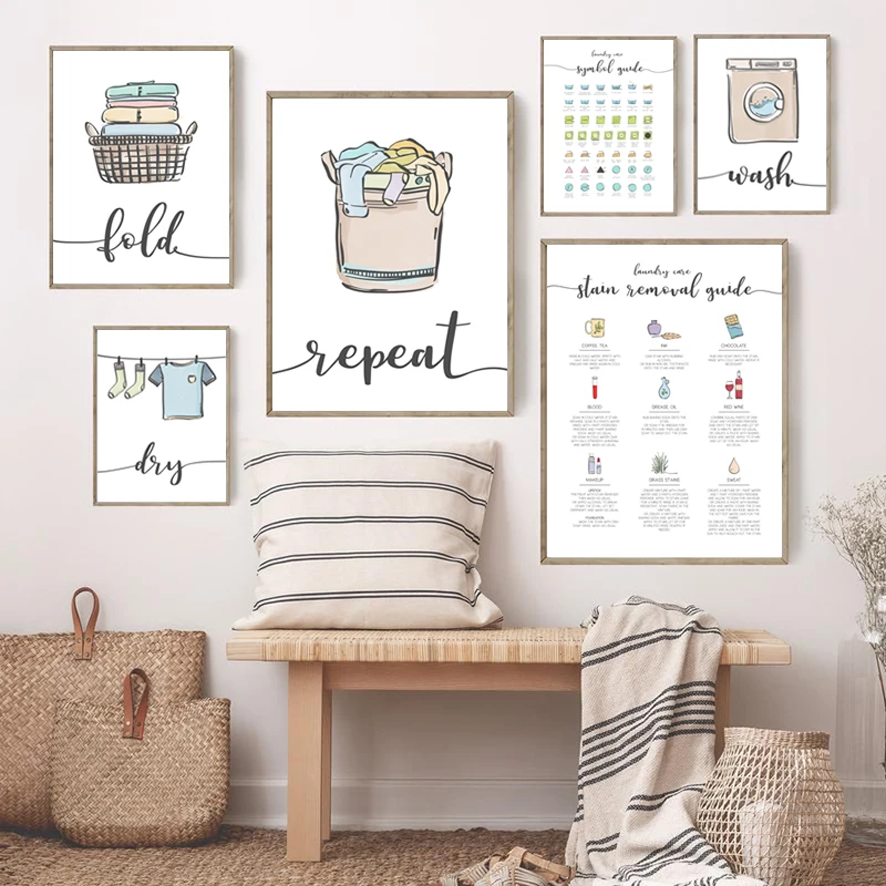 Красочное украшение для прачечной холст рисования стирка сухая складка