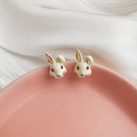 fashion metal cartoon cute rabbit earrings womens popular fun stud earrings campus party accessories