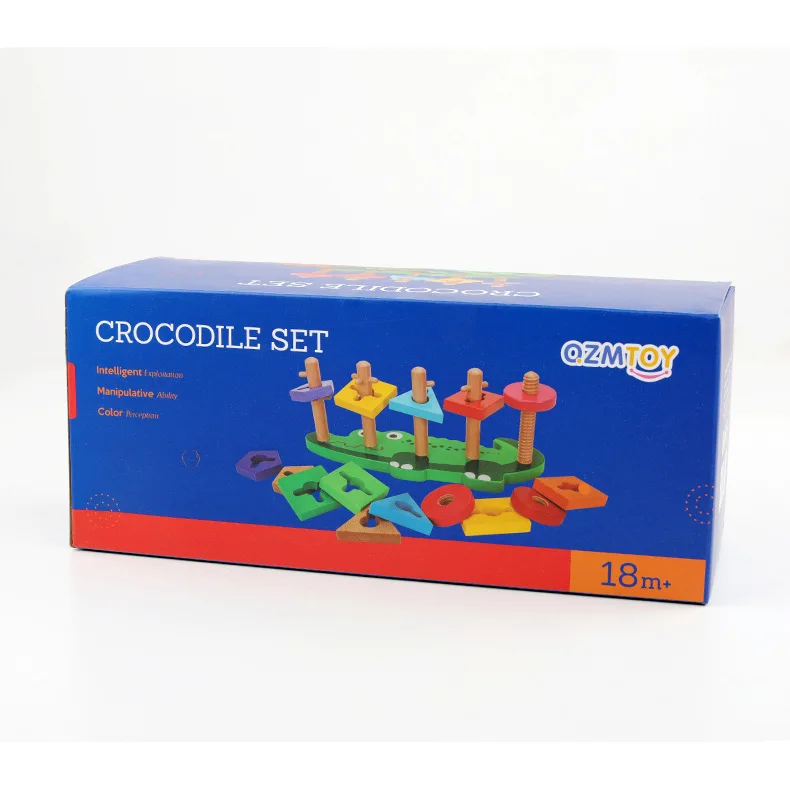 

Elephant crocodile set column caterpillar wooden toy enlightenment kindergarten puzzle children geometric shape matching buildin