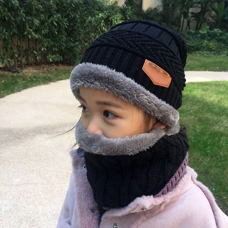 Фото 2Pcs / Set Зима Дети Hat Шарф Теплый Вязание Мальчики Девочки Шапки Шарфы Plus Velvet 2Pcs / Set Зима Дети Hat Шарф Теплый Вязание Мальчики Девочки Шапки Шарфы Plus Velvet