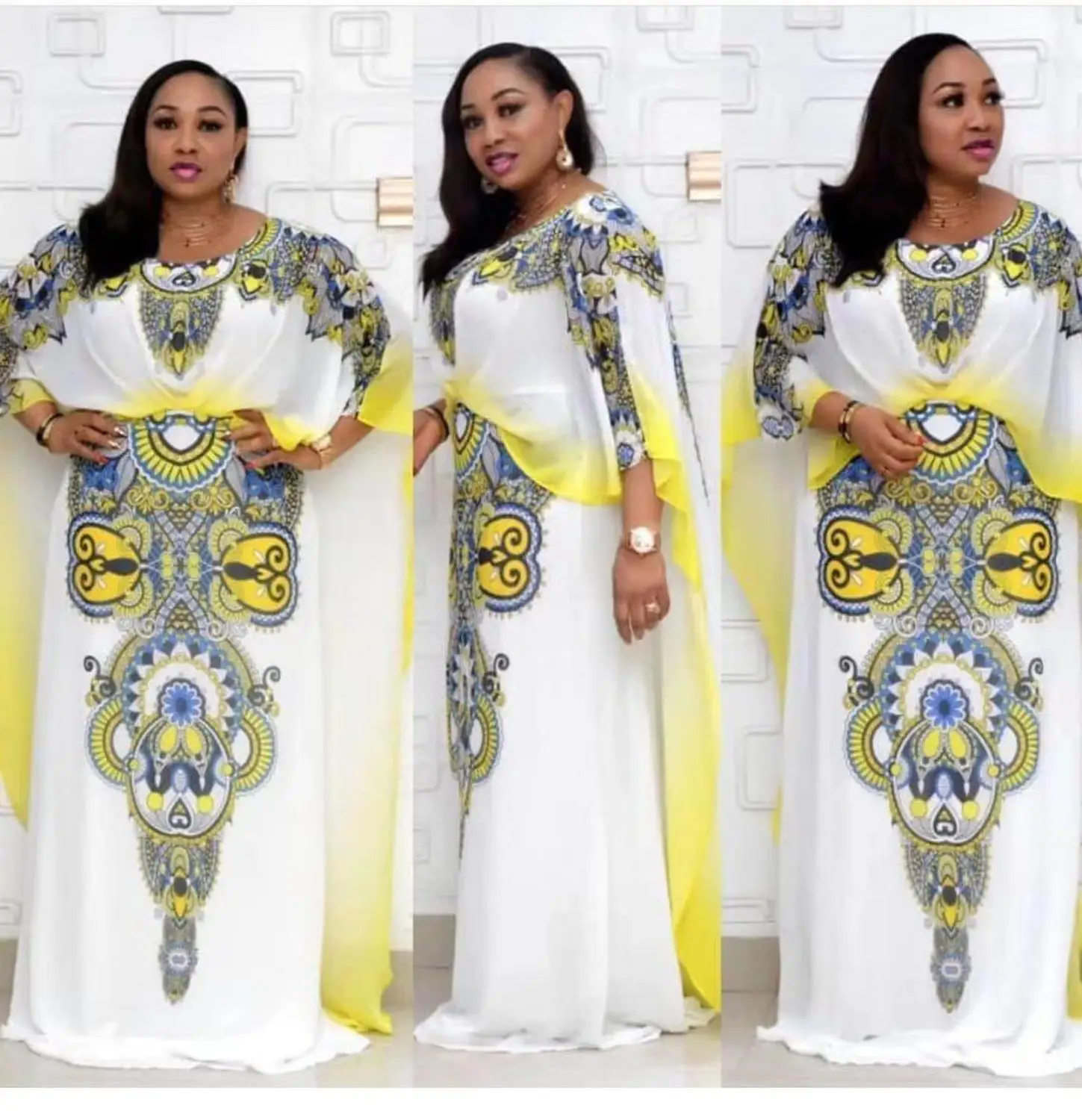 

New African dresses for women O-neck Printed Cloak style Party Dresses Loose Summer Boubou African fremme Dresses